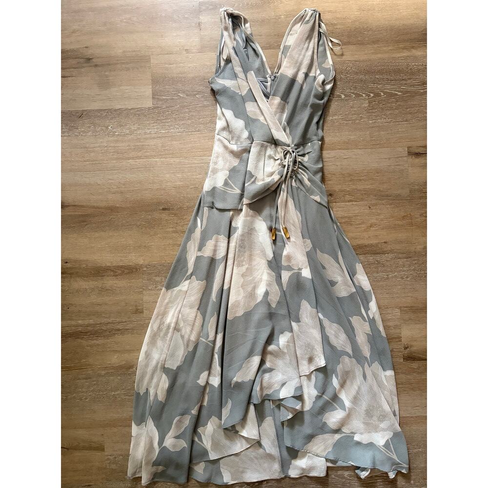 Donna Karan New York Sleeveless Wrap-Effect V-Neck Floral Midi Dress - Picture 2 of 8